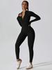 Women's zipper long sleeved tight fitting high elasticity jumpsuit, sports yoga pants, slim fit, comfortable and skin friendly.