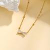 Cubic Zirconia Pendant Necklace for Women, Stainless Steel Chain Trendy Jewelry, Square Heart CZ Stone Boho Jewelry