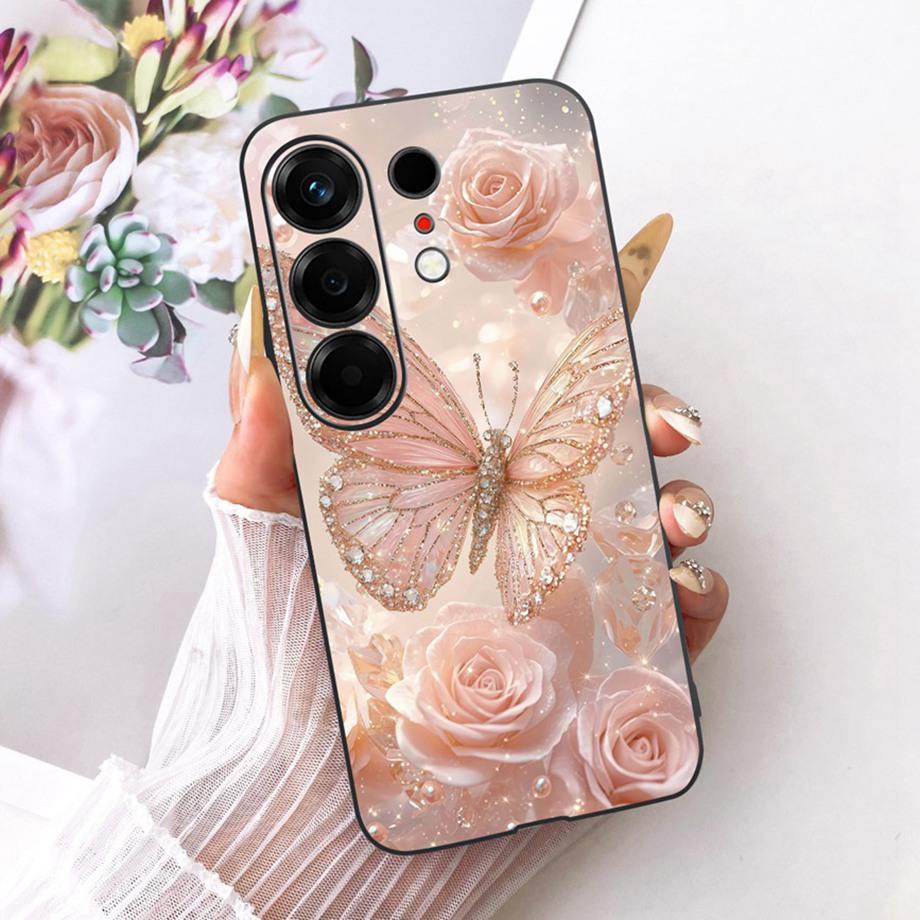 Flower Cartoon Fashion Design Phone Case For Tecno Camon 50 4G CN5 Camon50 Funda Soft Lisquid Silicone Shockproof Back Cover