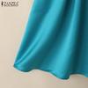ZANZEA Rochie de vară cu mânecă scurtă și guler rotund, casual, cu model A-line