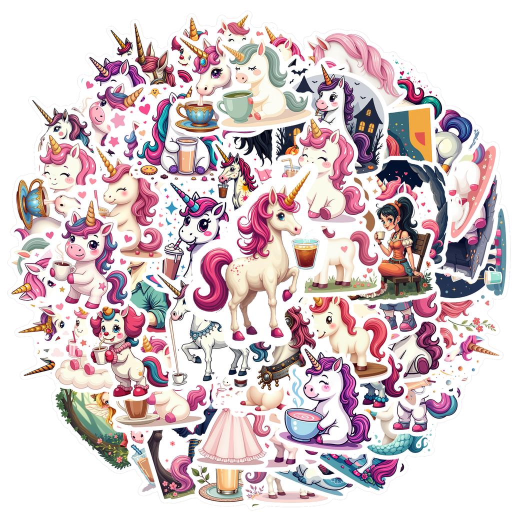 35-150pcs Unicorn Stickers Cute Pony Graffiti Sticker Kawaii Animal Stationery Sticker Decals Classroom Learning Rewards