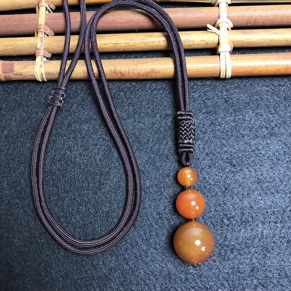 16MM Tiger Eye & Obsidian Crystal Pendant Necklace - Unisex Agate Ornament