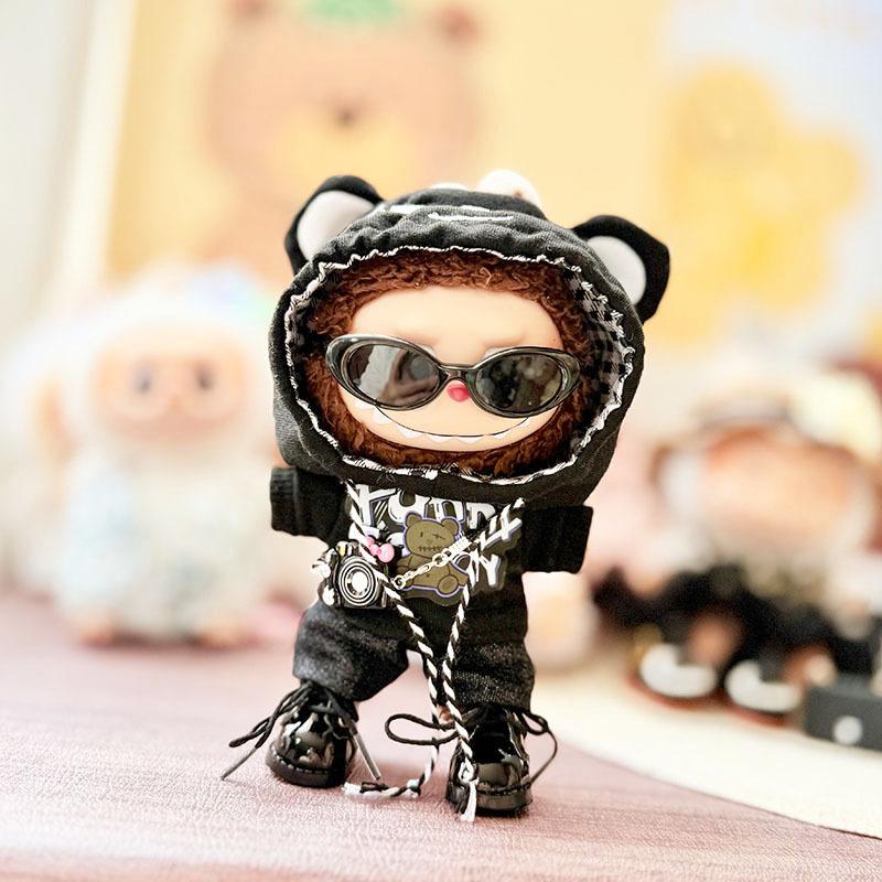 For 17cm Labubu I II Idol Dolls Cute Mini Plush Doll'S Clothes Korea Kpop Exo Idol Dolls DIY Accessories Gifts Bear Hoodie Set