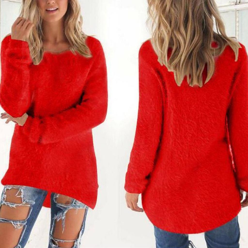 Damen-Pullover, warm, für den Winter, einfarbig, mit Viertel-Reißverschluss, Pullover, Plüsch-Oberteil