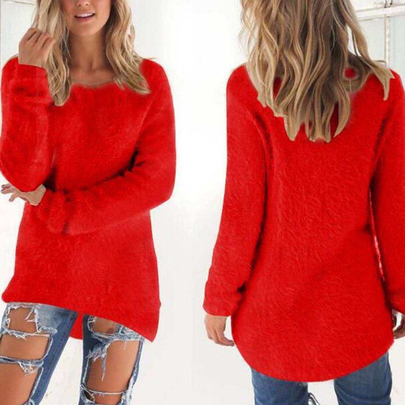 

Женские теплые зимние однотонные пуловеры на молнии на четверть, свитер, плюшевый топ S красный