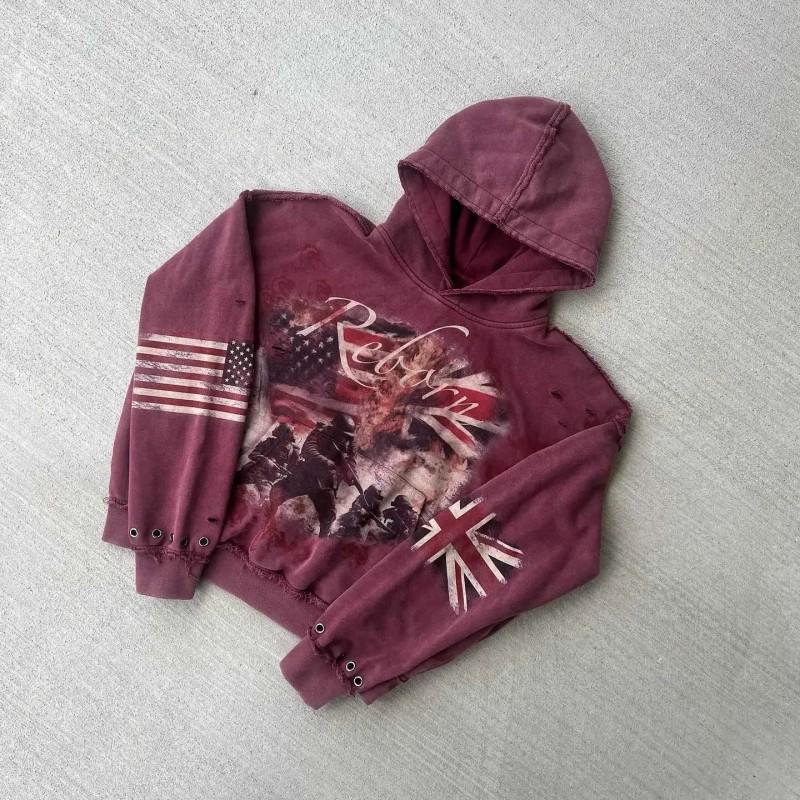 Hip Hop Street Style Hooded Sweatshirt Star Letter Print Loose Fit Teens