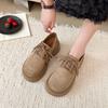 British Style Retro Lace-up Platform Loafers Women's Autumn 2025 New Small Versatile Frosted Leather Shoes