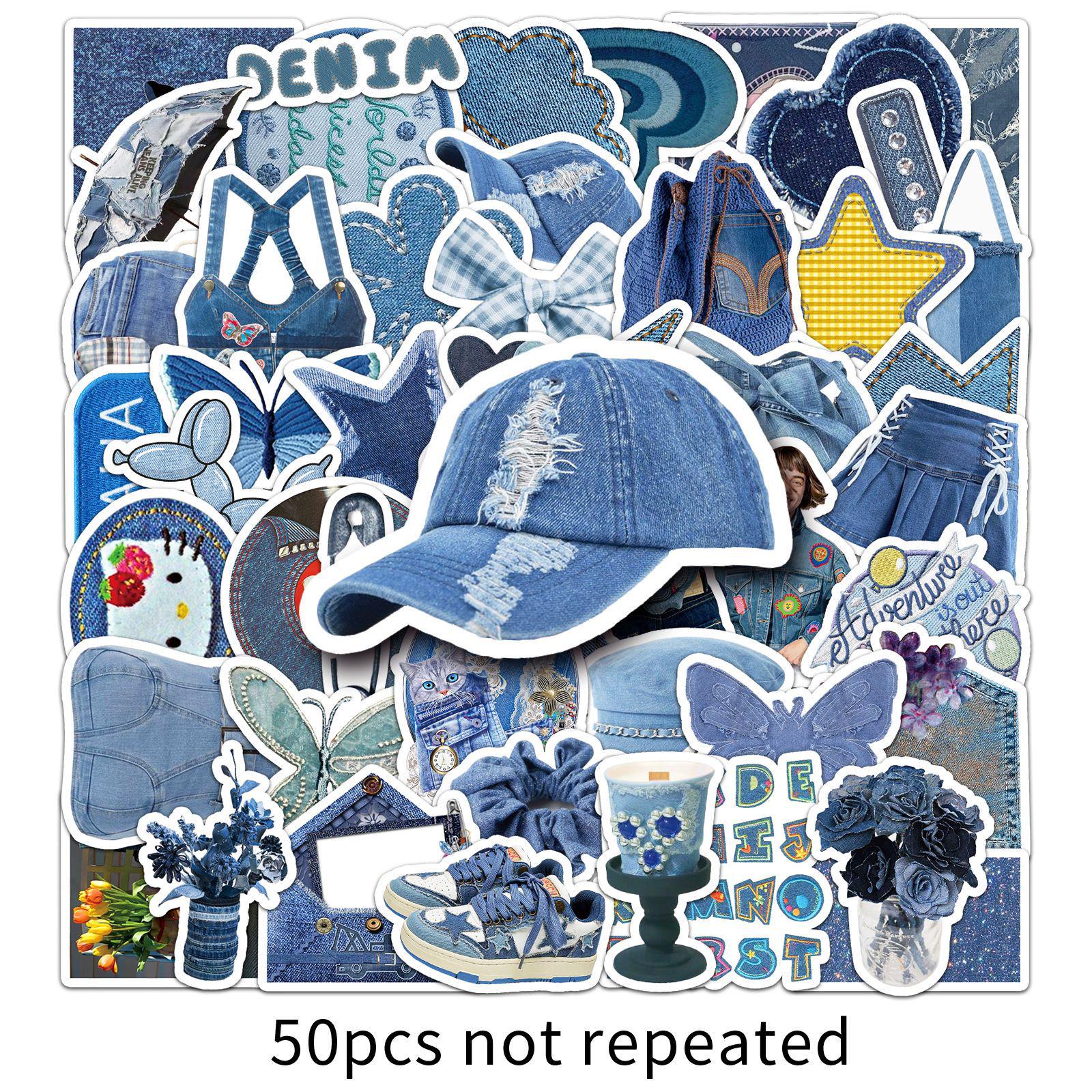 50 Denim INS Style Graffiti Stickers: Fresh Girly Heart Designs for Phone Cases, Computers, and Tablets.