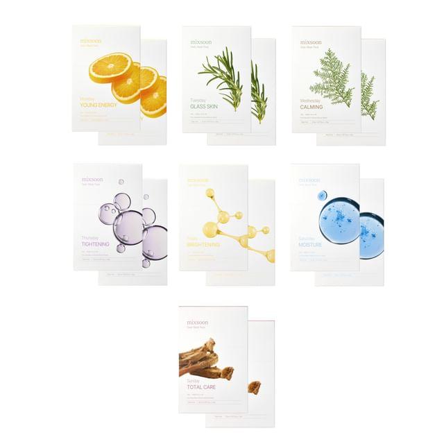 mixsoon - Daily Mask Pack 20 Sheets Bundle Set - 7 Types Tuesday Glass Skin