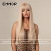 European Style Champagne Brown Long Straight Hair Wig with Bangs