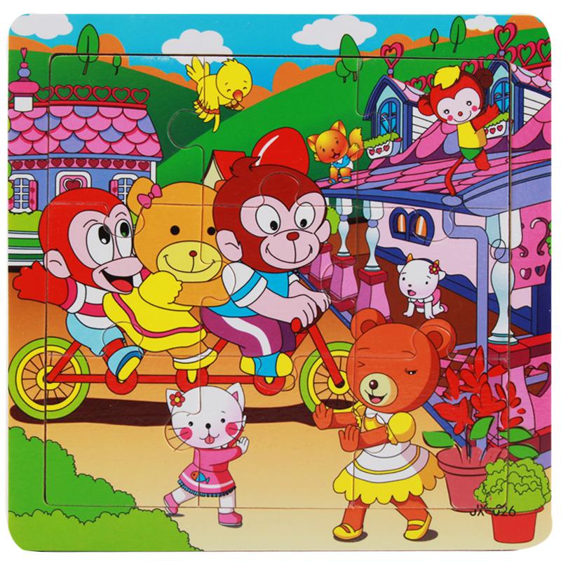 

New 9Pieces Toddler Montessori Educational Toys Wooden 3D Puzzles Animal Vehicle Cartoon Jigsaw Game For Kids Learning Preschool