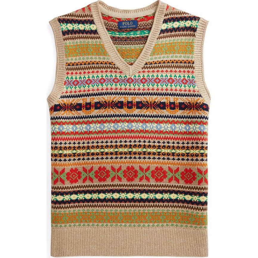 

Polo Ralph Lauren FW23 Полосатый трикотажный свитер без рукавов с V-образным вырезом Мужской свитер Многоцветный MNPOSWE1CM200245-999 M