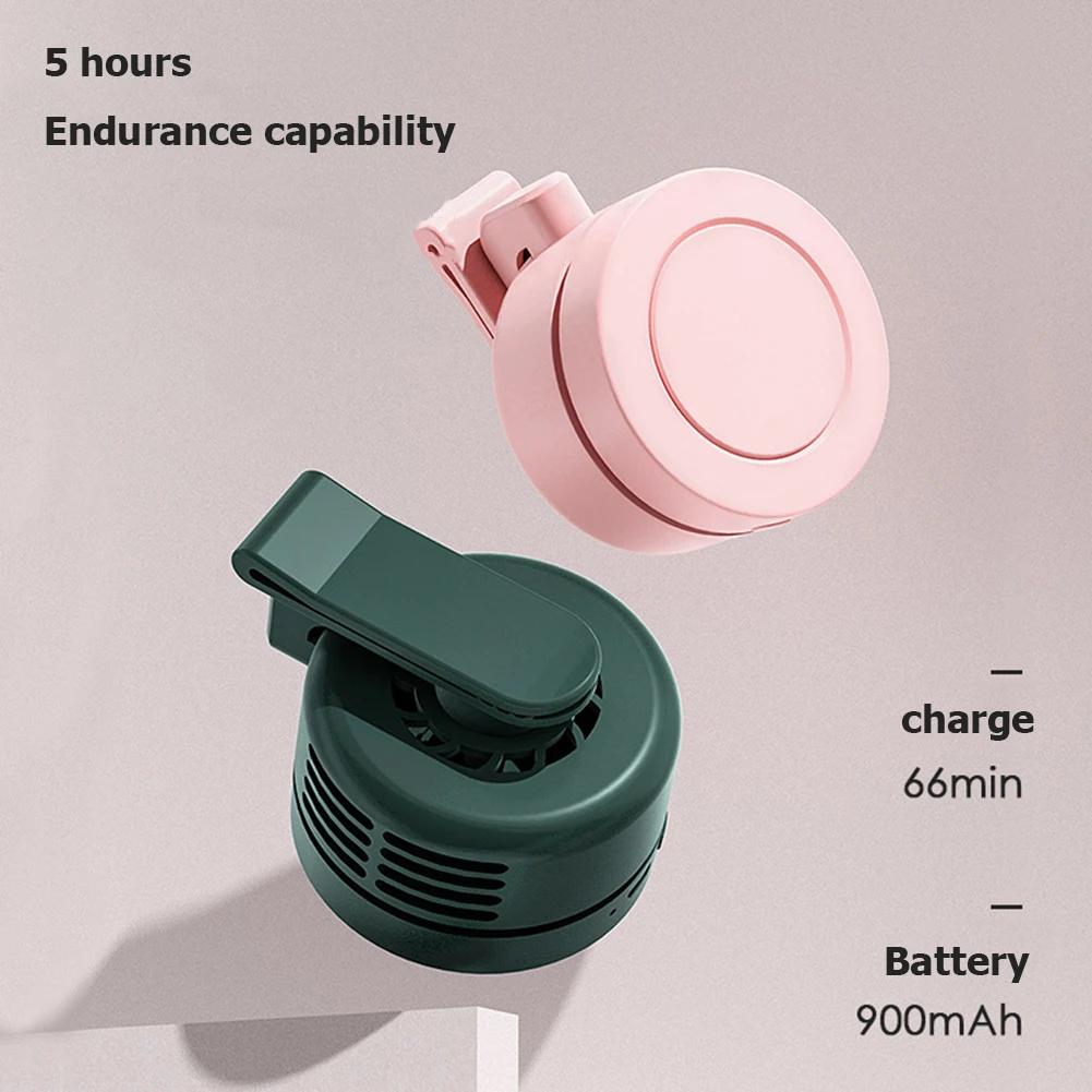 Mini Clip Fans Hanging Waist Neck Fan Girl Electric Air Cooling Fan 900mah USB Leafless Fan 3 Speeds Portable Cooler Air