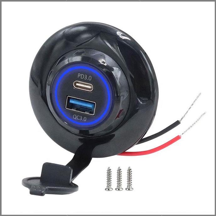 

Dual USB QC 3.0 & PD USB-C Panel Mount Car Charger 12V