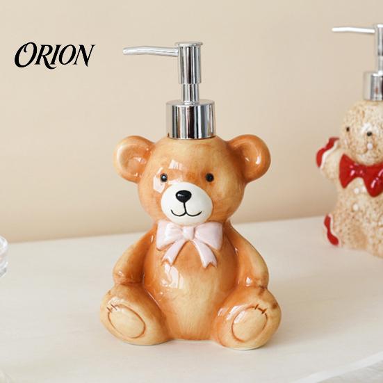 Bear Shape Soap Dispenser Christmas Ceramic Dispenser, Gingerbread Man House Liquid Hand Festive Container, Refillable Shower Gel Lotion Bottle