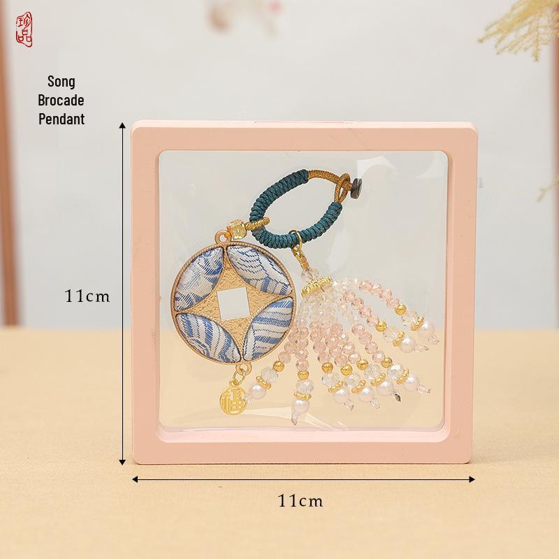 Crystal Tassel Horse Pendant Sachet: Cultural Brocade Keychain Gift