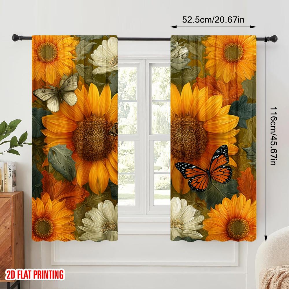 2pcs,2D plane printing Curtain Popular Blossom Symphony(1) Polyester Woven (without rod) Decorations Outdoor for Various Rooms,