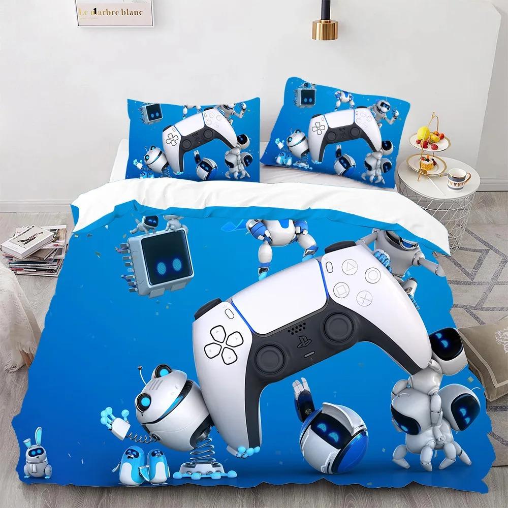 Astro Bot Cute Cartoon Bedding Set Duvet Set Single Double Bed King Size Bed Set Adult Boys Bedroom Duvet Cover Pillow Case