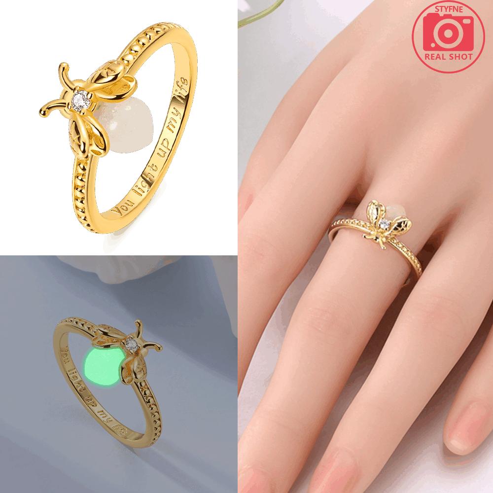 

Animal Ring Authentic copper Golden Firefly Green Luminous Ring Womans Accessory Valentine Gift Love Delicate Ring Jewellery 6