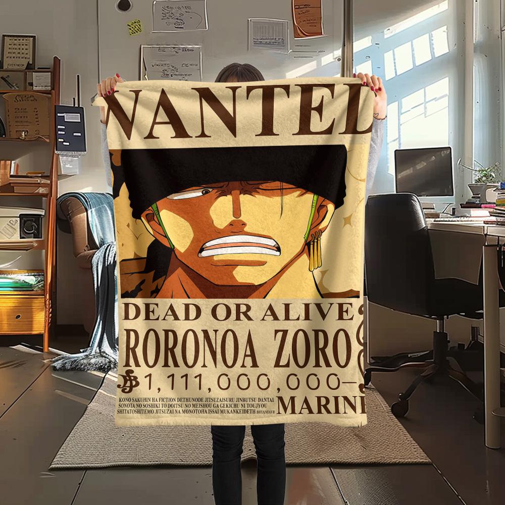 1PC Roronoa Zoro Patterned Flannel Blanket Suitable For All Seasons For Home Decor Warmth And Comfort Gifts Holiday Present