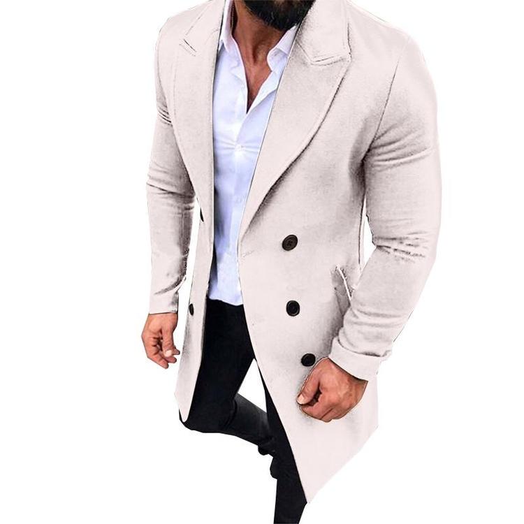 Mens Winter Trench Coat Double Breasted Outdoor Long Jacket Slim Formal Overcoat