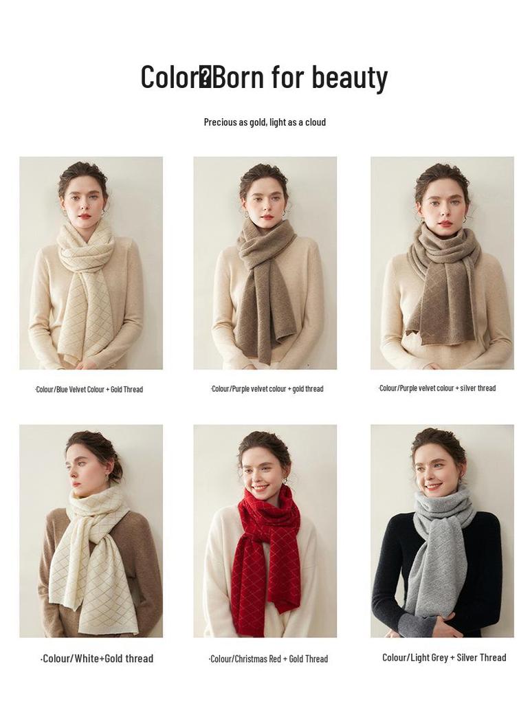 Damen 100% Reines Kaschmir-Schal - Modischer Unifarbener, Warmer Gestrickter Nackenschal für Herbst und Winter