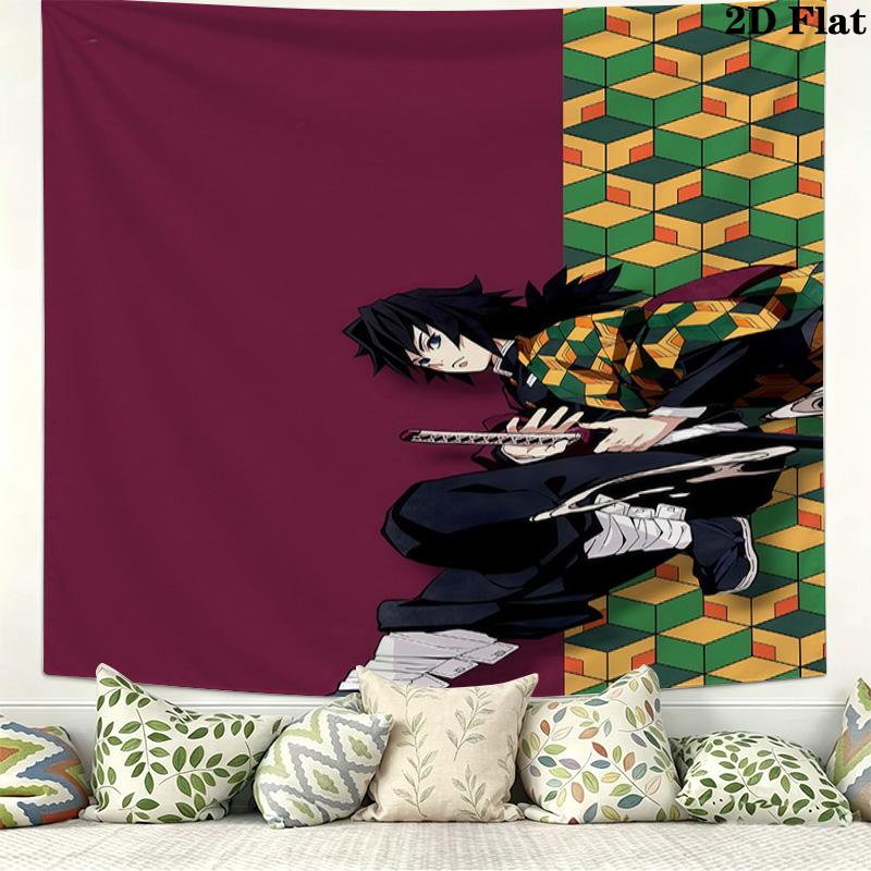 Demon Slayer Wall Tapestry Aesthetic Wall Hanging Printed Fabric Blanket Decorative Tapestries For Bedroom Living Room Home Decor