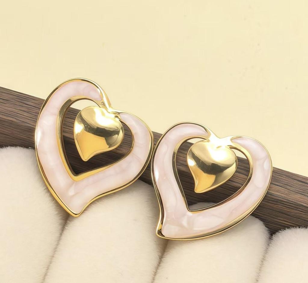 Contemporary Irregular Drip Oil Heart Earrings