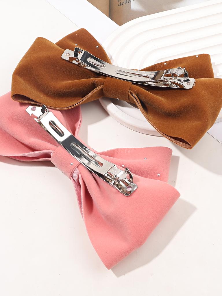 1PCS 6" Hand-made Velvet Hair Bows with diamonds Hair Accessories for Little Teen Toddler Girls Kids