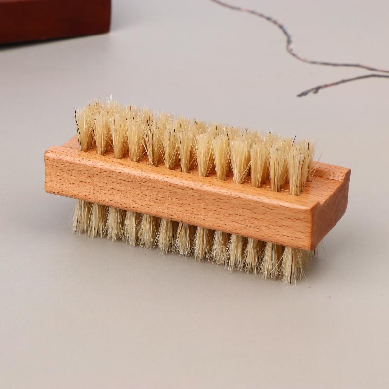 1Pcs Manicure Pedicure Wood Handle Soft Remove Dust Nail Cleaning Brush Double-Sided Nail Brush For Nail Care Scrubbing Tools
