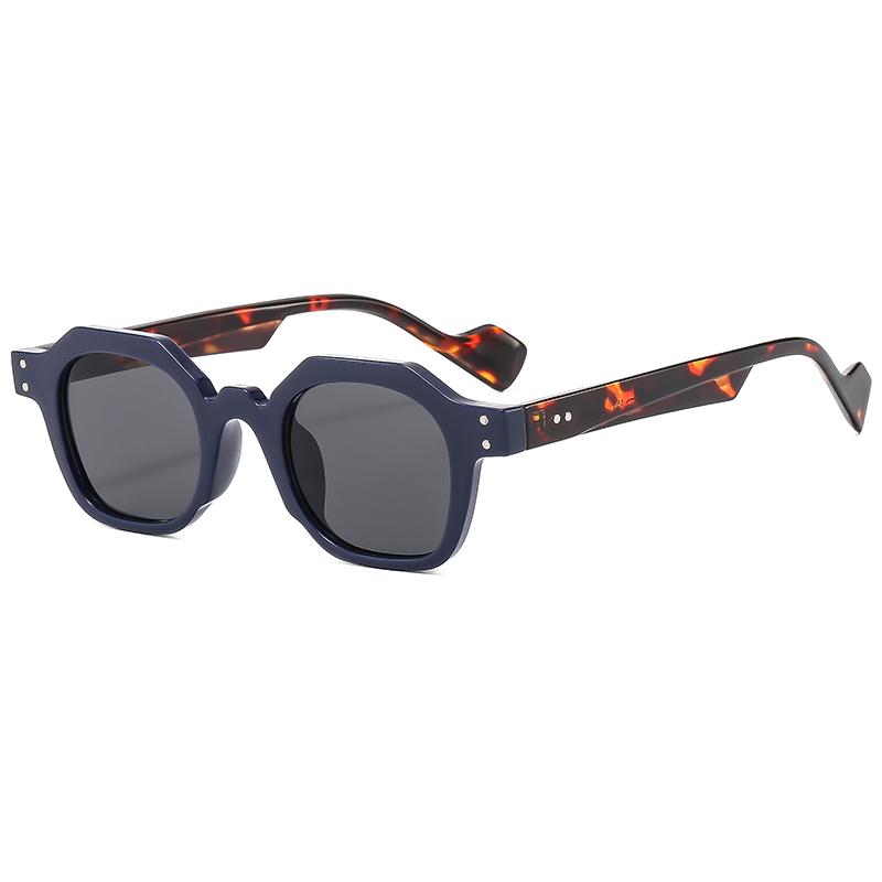 Lunettes de Soleil Carrées Polygonales Vintage pour Femmes Mode Hexagonales Protection UV400 Rivets Lunettes de Soleil pour Hommes et Femmes