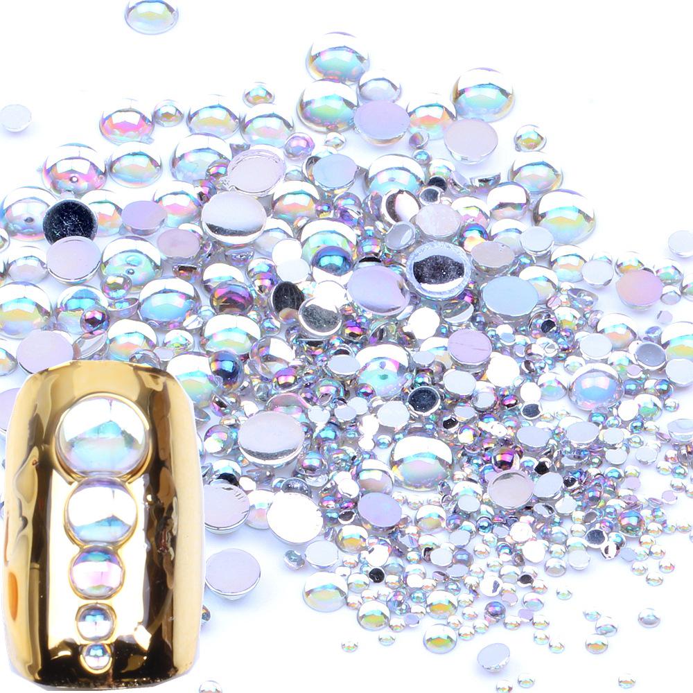 DIY Mobile Phone Jewelry: Glossy AB White Round Flat-Bottom Accessories