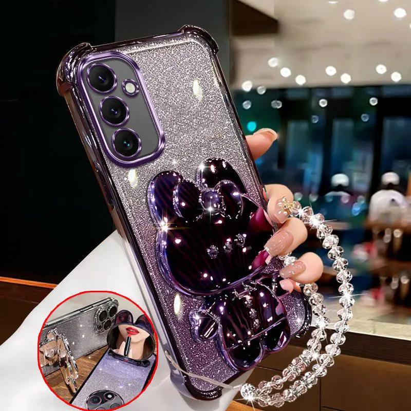 

Fashion bracelets Four corner anti fall shell For Samsung A56 A36 A26 A16 A06 A55 A35 A25 A15 A05 S Makeup Mirror Holder Case Case & Holder&Galaxy A05 лавандовый