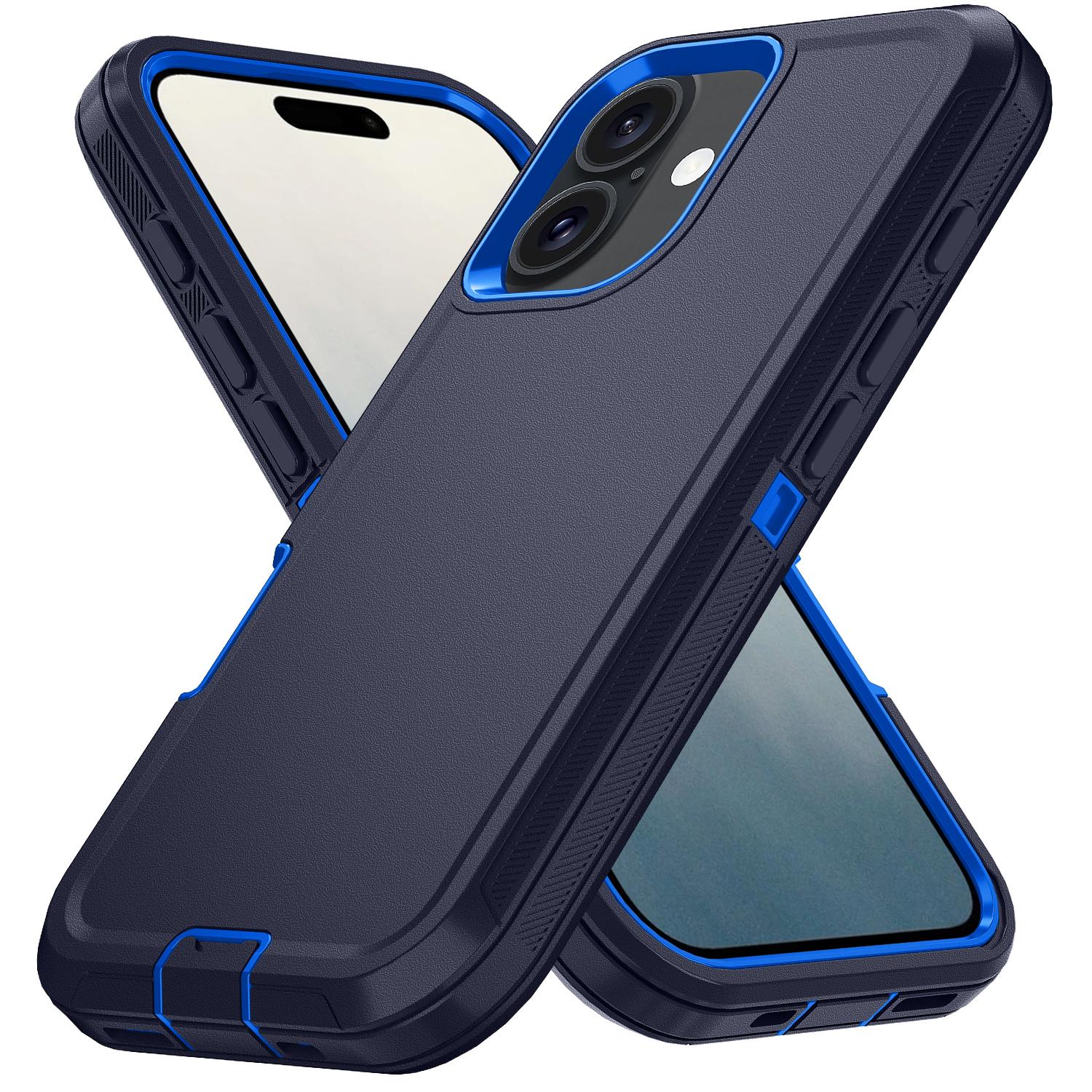 

For iPhone 17 Case Detachable PC+TPU Drop-Proof Back Cover Dark Blue/Blue