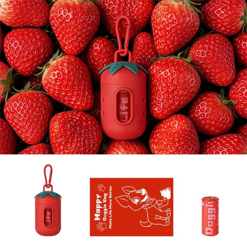 Clip On Dog Walking Poop Bag Case with Refillable PVC Dispenser, 15 Bag Waste Bag Dispenser for Daily Leash and Bag Carry