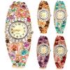 Dameblomst sommerfuglkjole Klokke Rundskive Rhinestone Armbånd Armbåndsur
