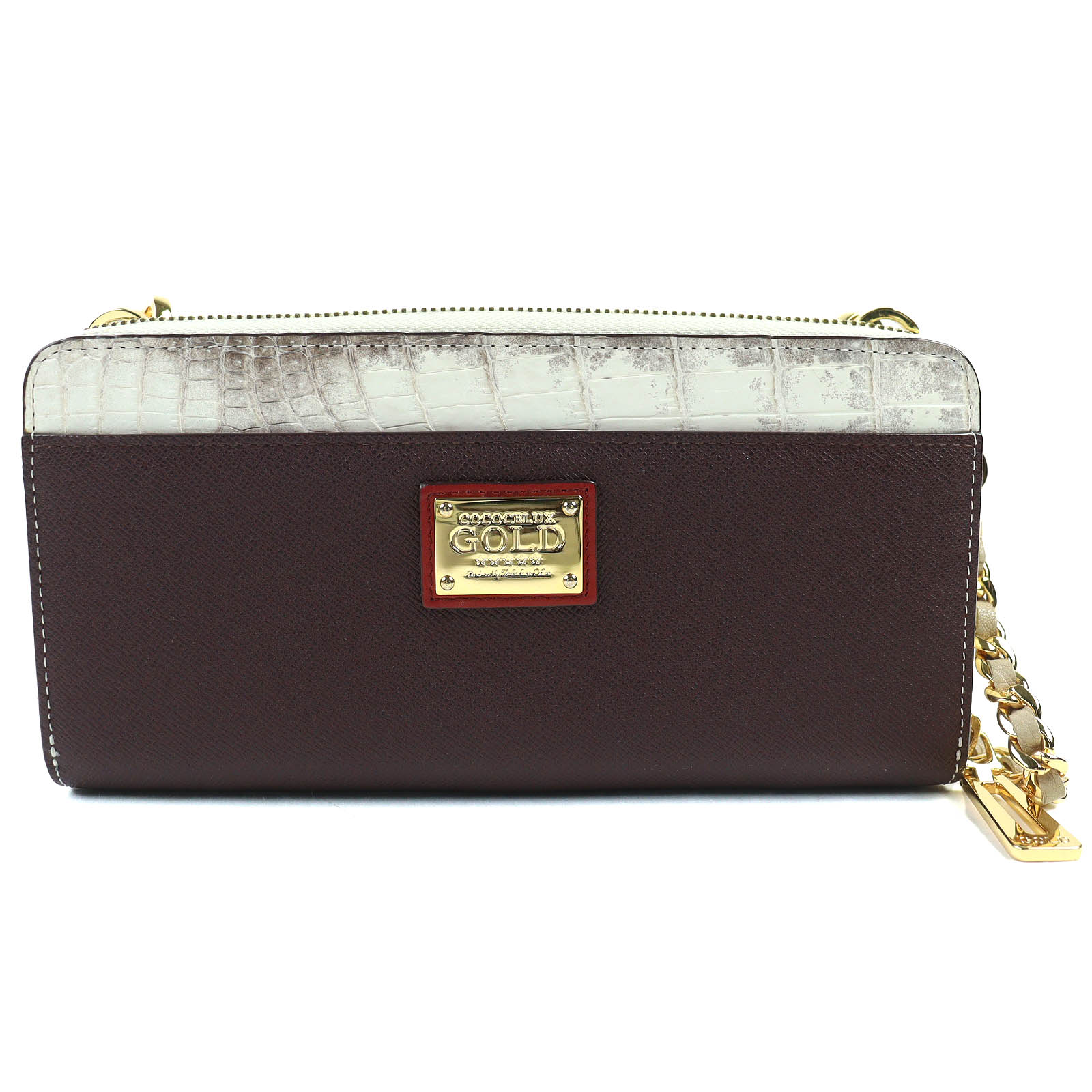 

Excellent COCOCELUX GOLD Metal Python Crocodile Leather Chain Shoulder Wallet Used