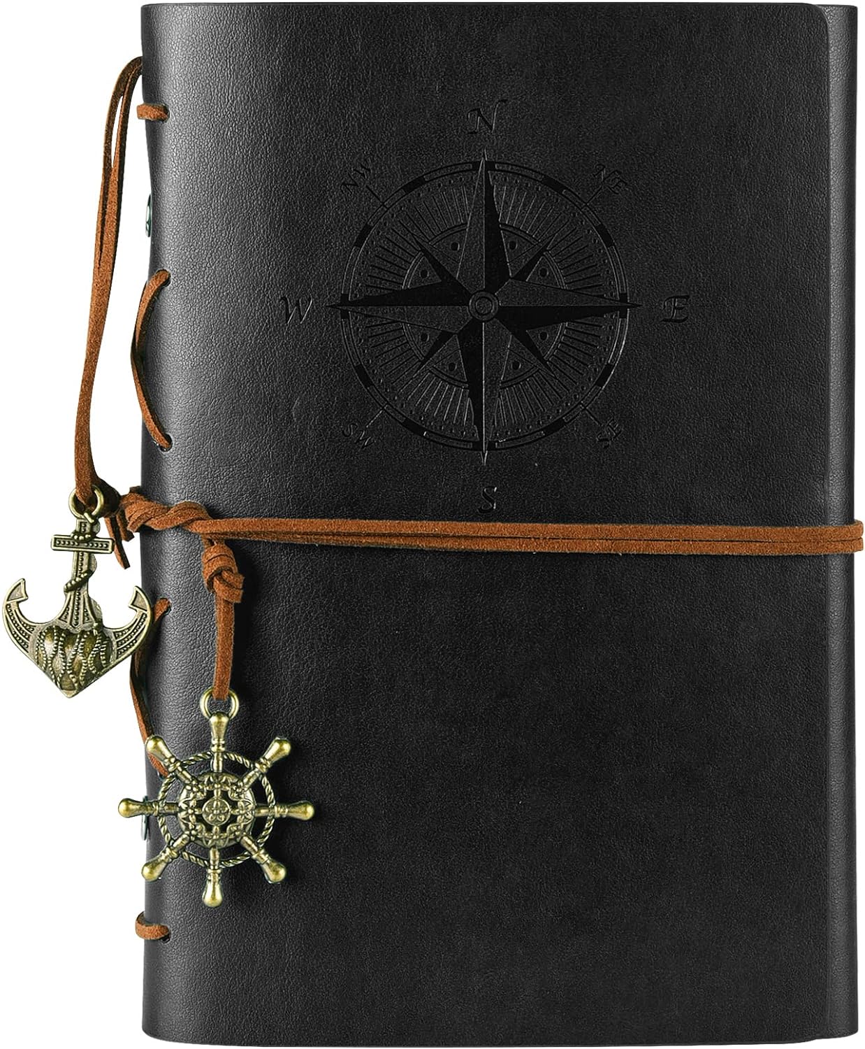 AIGUONIU Original Retro Carved Cowhide Travel Notebook A6 Manual Stationery Hand Ledger Manual Magnetic Diary Creative Design (Black,96 Pages&A6) чёрный