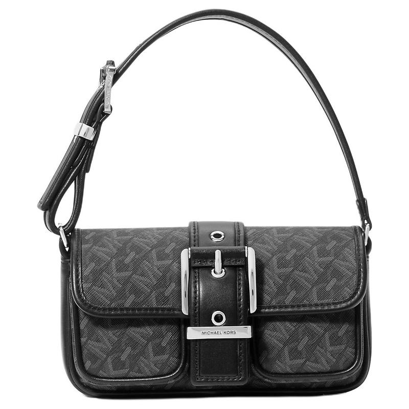 MICHAEL KORS Colby Colby Silver Hardware Snap Fastening Coated Canvas Tote Shoulder Bag Women s Black чёрный