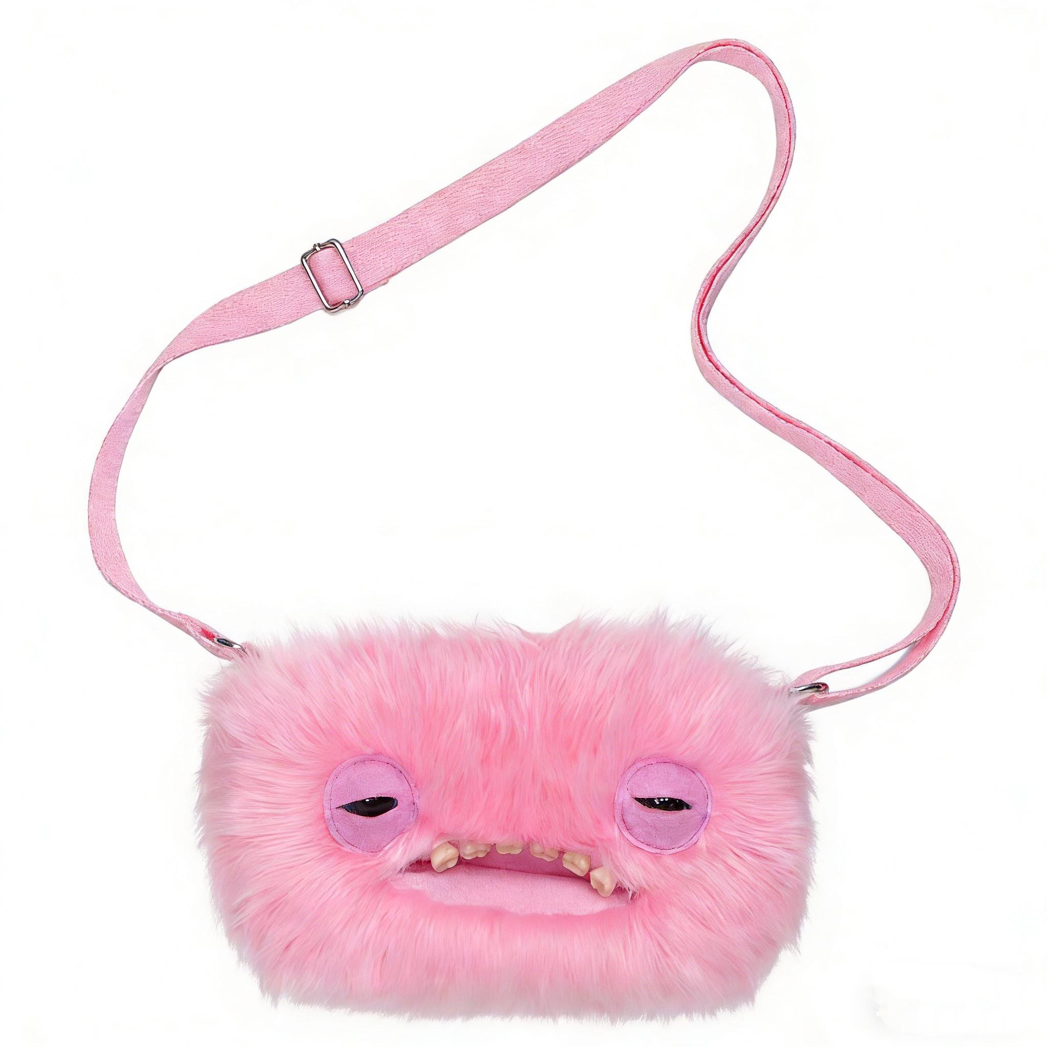 Ugly Cute Big Eye Sharp Tooth Plush Crossbody Bag Funny Monster Doll Backpack Fun Gift