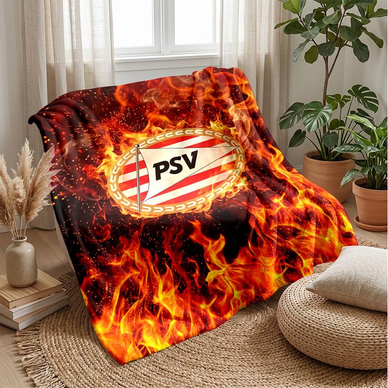 PSV Eindhoven FC Coperta Morbida in Pile di Flanella Leggera Accogliente Calda Coperta da Divano Letto Decorazione per la Casa