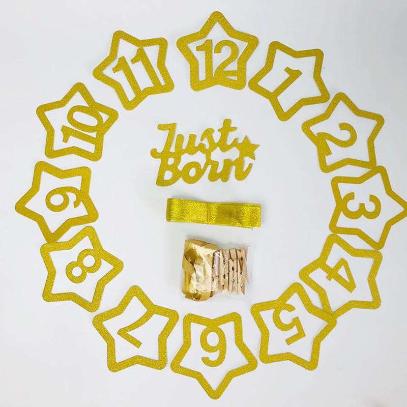 12 Months Po Frame Banner First Happy Birthday Party Decorations Kids 1St Baby Boy Girl One Year Birthday Supplies