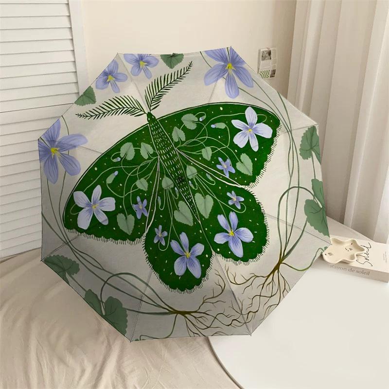 

1pc moth flowers Automatic Open/Close Umbrella with Windproof, 8-Rib Sturdy Canopy, Durable Ribs, Fashionable Design1205A