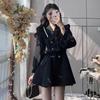 2023 Spring Black Ruffled Princess Windbreaker with Suit Collar