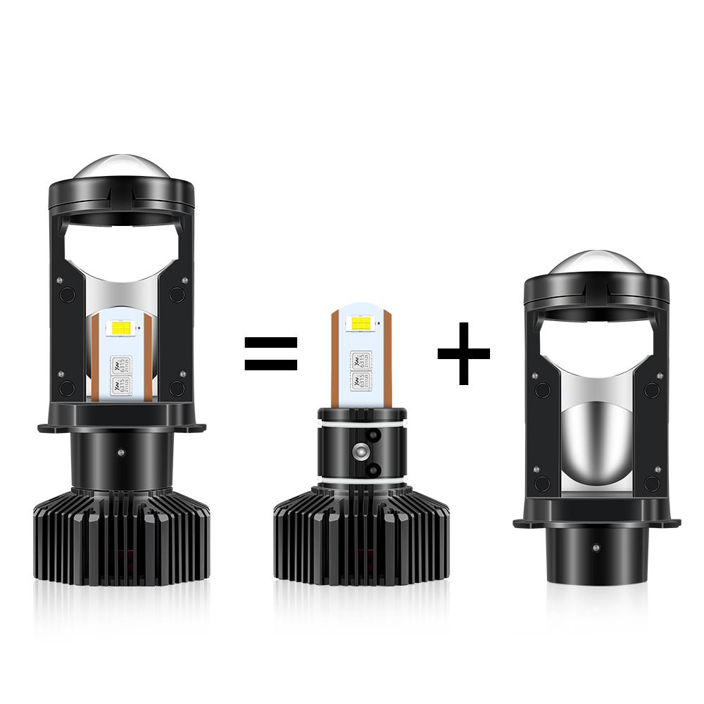 

H4 Светодиодный объектив T6 H4 Светодиодный мини-объектив проектора 140 Вт Яркая лампа для фар 6000 К Белая лампа Автомобильный налобный фонарь Hi-Lo Beam Light Auto Light 1Set белый