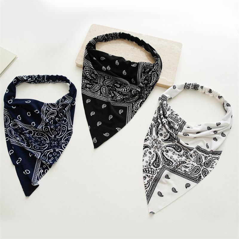 Bohemian Style Paisley Pattern Head Wraps Triangular Geometric Printed Hair Scarves Ethnic Fashion Outdoor Elastic Bandanas