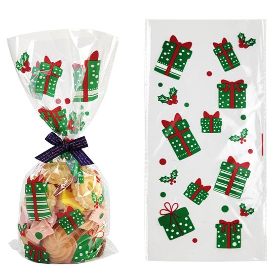50 szt. Świąteczne torebki do pieczenia Przezroczysty nadruk Kreskówkowy do pakowania ciasteczek Nadruk świąteczny Torebki na pieczywo piekarnicze dla piekarni