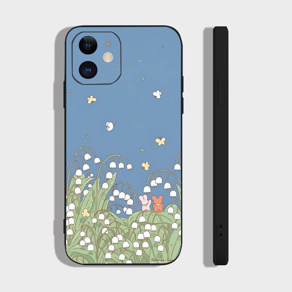 Cute Pattern For IPhone 13,17,11,12,16,14,15,Plus,Pro Max Soft Silicone Black Phone Case