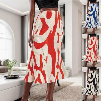 Floral Midi Skirts Vintage Fairycore Grunge Pleated Skirts Women Holiday Bohemian Long Skirts Harajuku Korean Chic Skirt