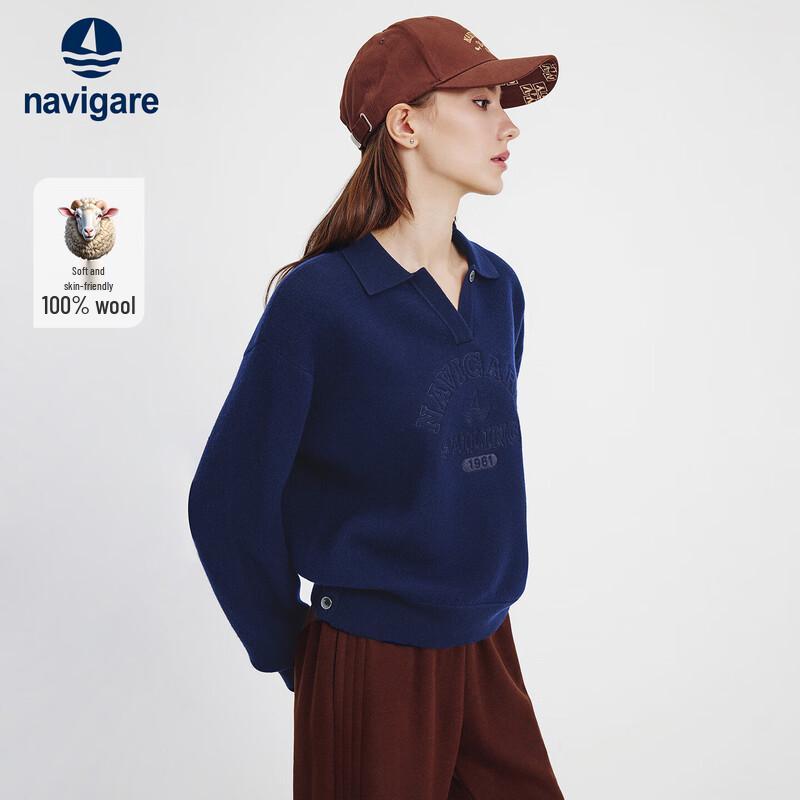 Navigare Women s All-Wool V-Neck Loose Knit Sweater XL